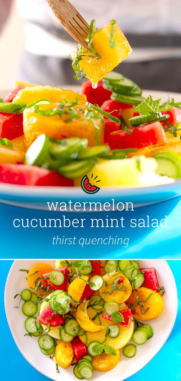 simple watermelon, cucumber, and mint salad