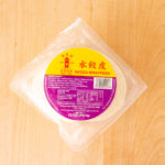 Top down view of Fung's Village brand Chinese dumpling wrappers.